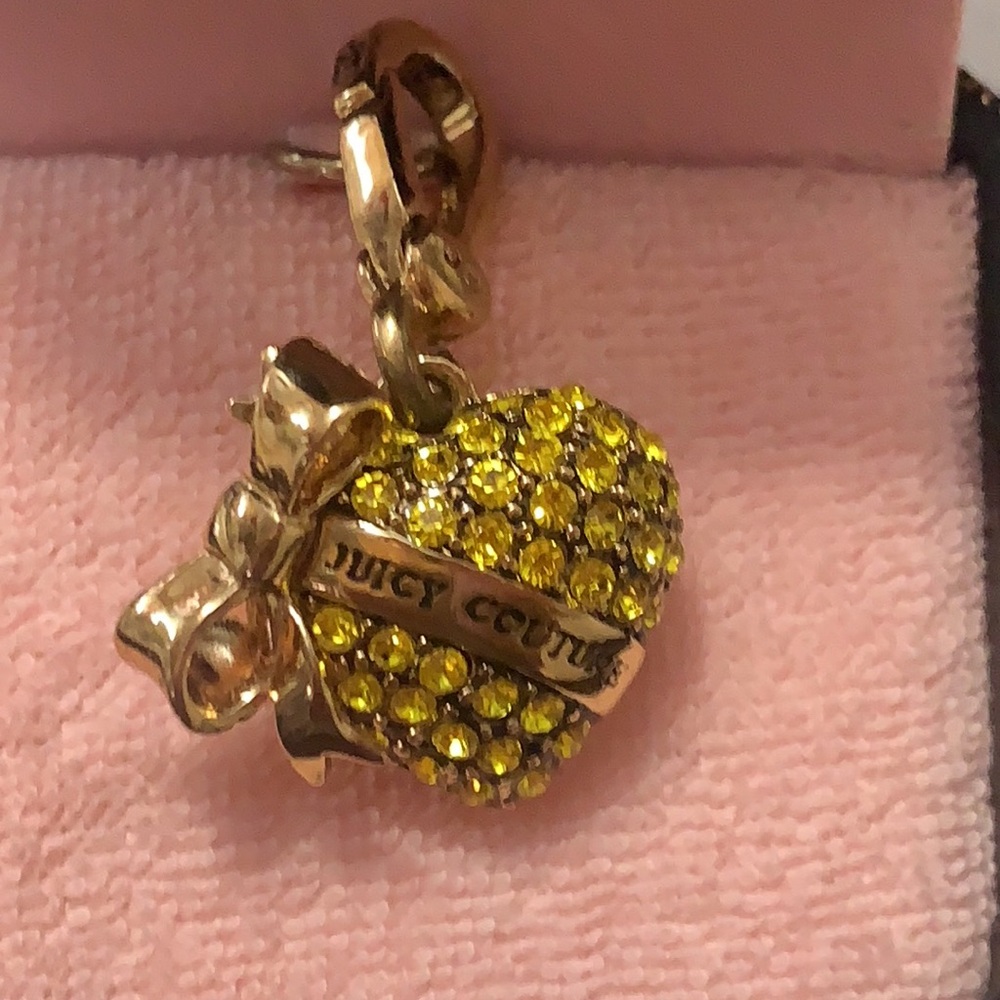 Juicy Couture YELLOW PAVE BANNER PUFF HEART CHARM SWAROVSKI CRYSTALS - Picture 3 of 16